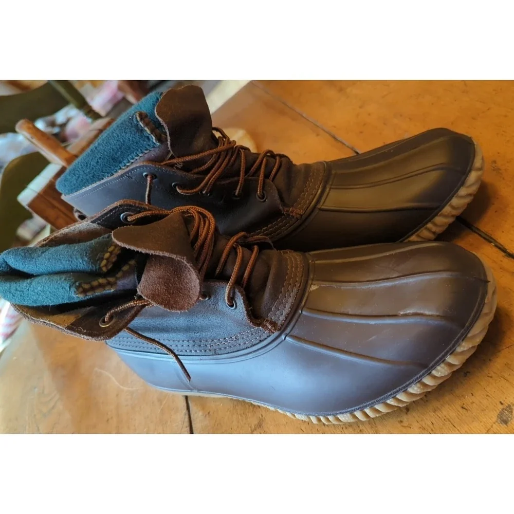 Lacrosse Duck Boots Leather & Inserts Mens Waterproof Rubber Brown READ DESCRIPT